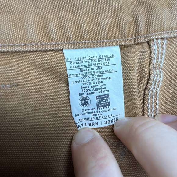 Carhartt B11 Washed Duck Work Pants Brown 33x36 Canvas Carpenter USA NOS NWT